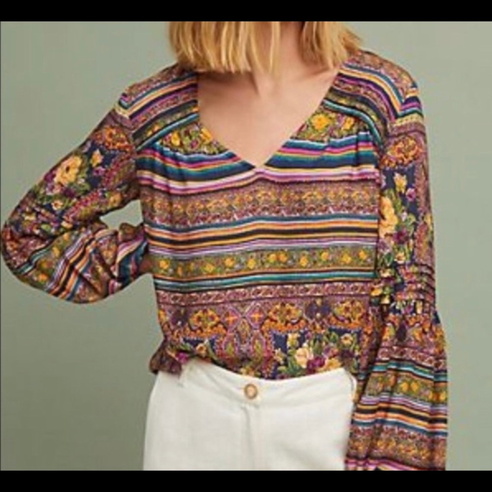 Anthropologie Maeve ceresco peasant top